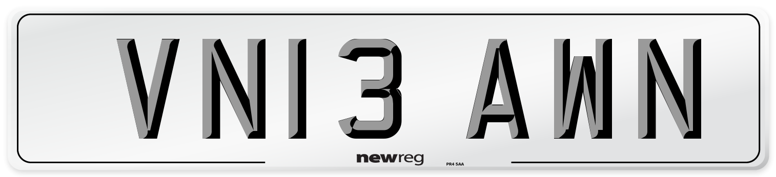 VN13 AWN Number Plate from New Reg